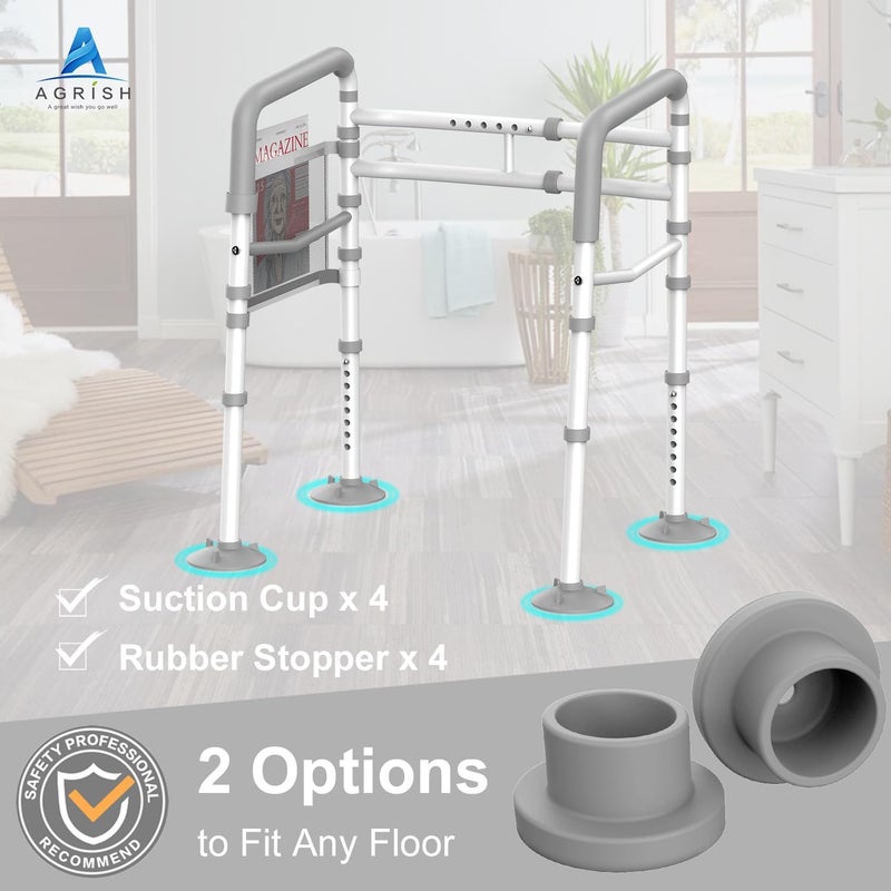 Agrish Toilet Safety Rails - FSA/HSA Eligible Adjustable Width & Height Fit Any Toilet, Stand Alone Medical Toilet Frame for Elderly Handicap Disabled, Folding Handrails - Image 2